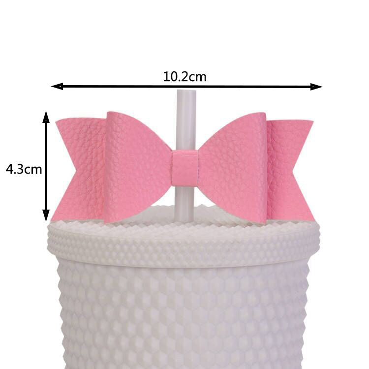 Wholesale Durian Cup Leather Straw Cup Accessories Bow Straw Cover Sticker